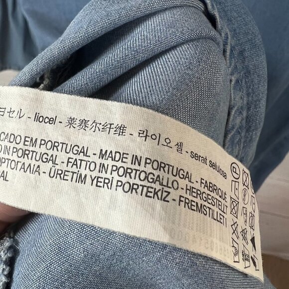 Zara Dress Womens Size XS Chambray Classic Timeless 3/4 Bell Sleeve Mini Neutral - Picture 8 of 11